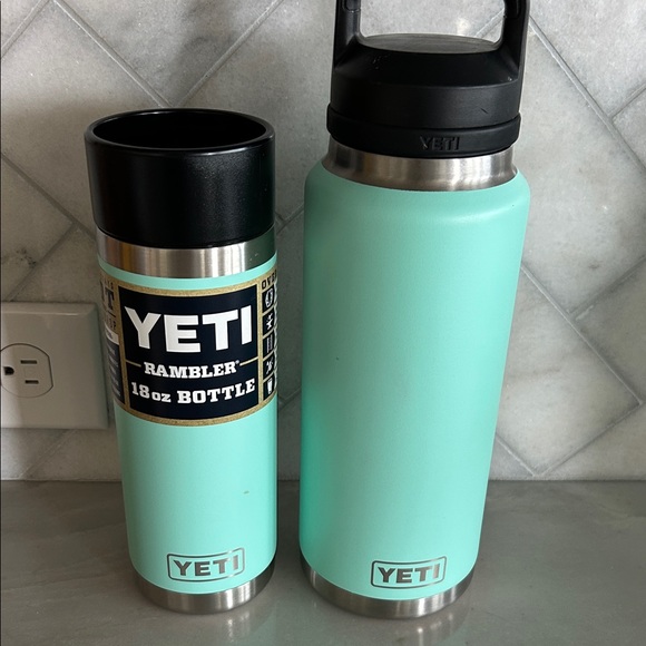 YETI Rambler 18oz Bottle plus YETI 36 oz Rambler Duo in Turquoise Light Blue